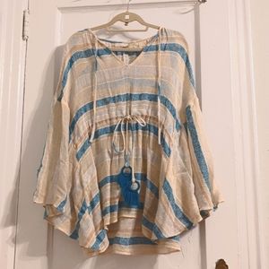 Resort linen Stripe Beach cover up-Ramy brook New Without Tags